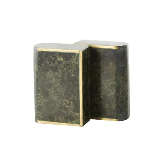 5.75" Green Marble Curved Rectangular Bookend Set {4}