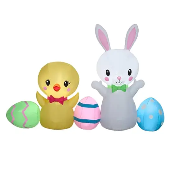6.5ft. Airblown&reg; Inflatable Easter Bunny & Chick {1}