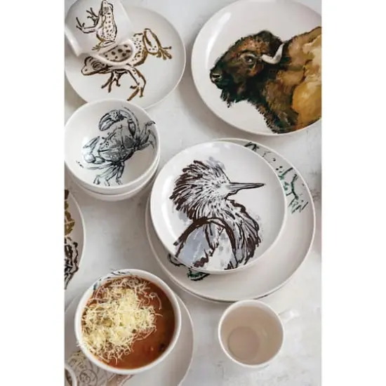 Hello Honey&reg; 8.25" Wildlife Stoneware Dinner Plate Set {5}