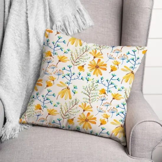 Flowers & Foliage Throw Pillow White {3}