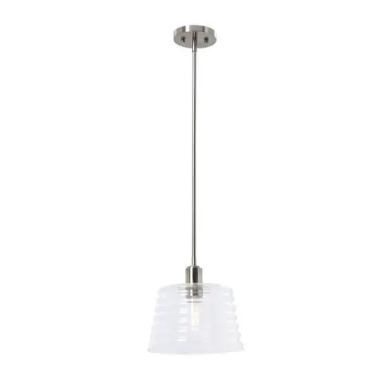 Hello Honey&reg; Robert Stevenson Lighting Rhodes Metal & Clear Ribbed Glass Ceiling Light Brushed Nickel {7}