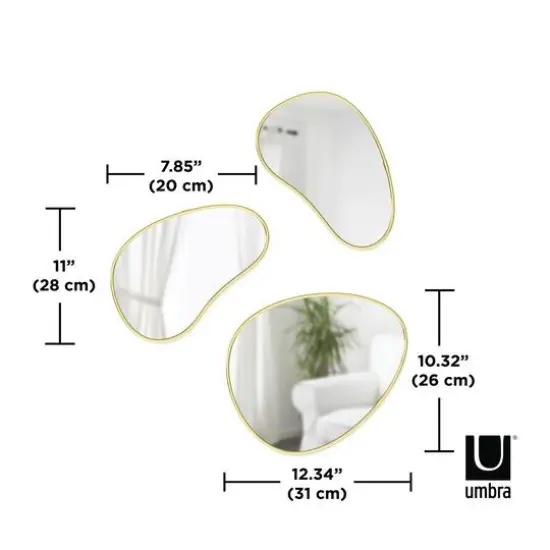 Umbra Brass Hubba Pebble Mirror Set  {6}