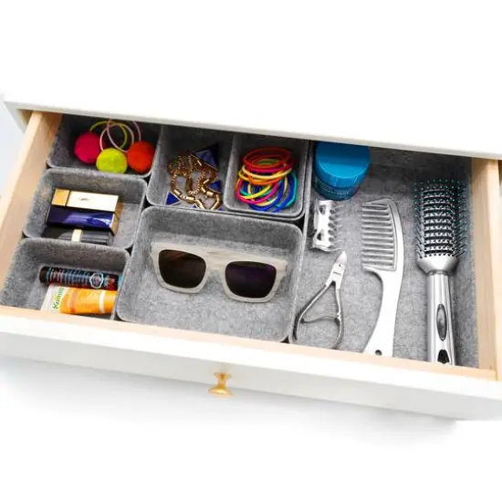 Welaxy Felt 7 Piece Drawer Organizer Tray Set Gray {9}