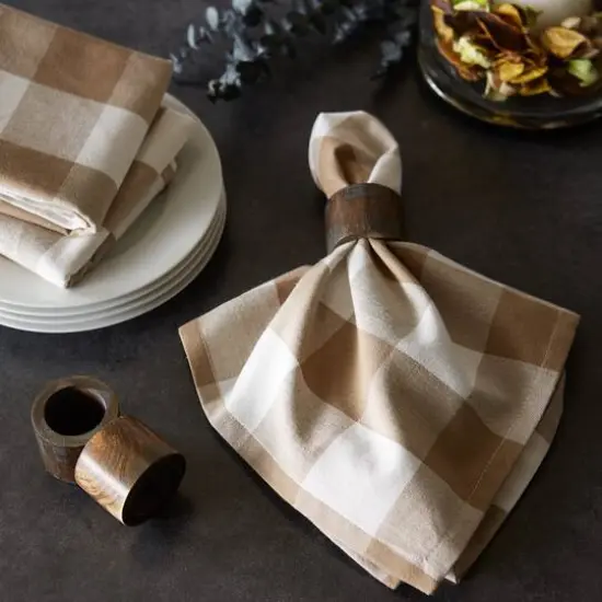 DII&reg; Buffalo Check Oversized Napkin, 6ct. Stone/White {6}