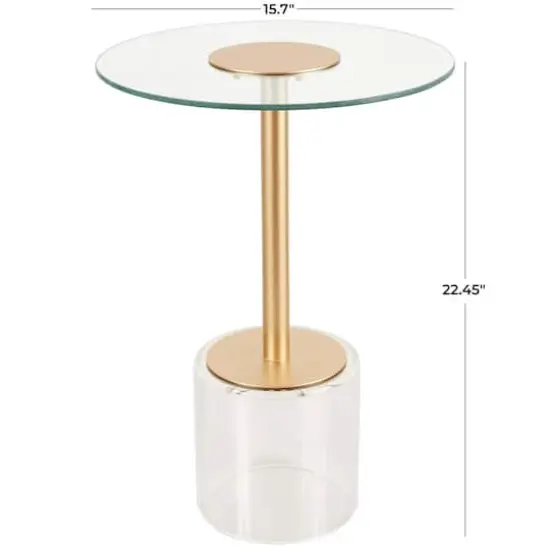 22.5" Clear Acrylic Accent Table with Elevated Base & Gold Stand {8}