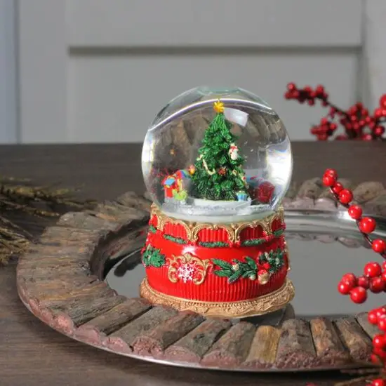 6" Musical Christmas Tree & Train Animated Water Globe {4}