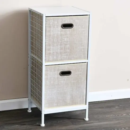 2 Pack Household Essentials 13" Fabric Storage Bins Tan Mix {5}