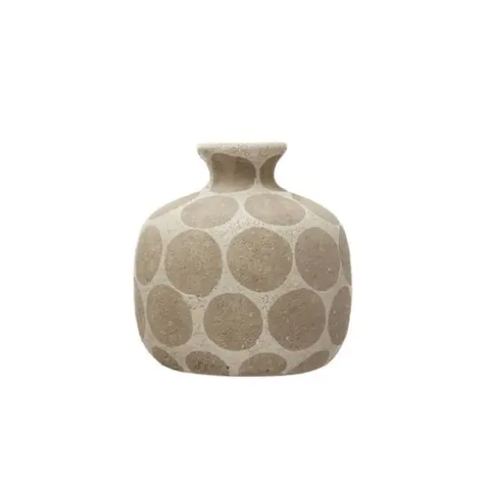 Hello Honey&reg; Terracotta Vase with Wax Relief Dots Natural with Natural Dots {1}