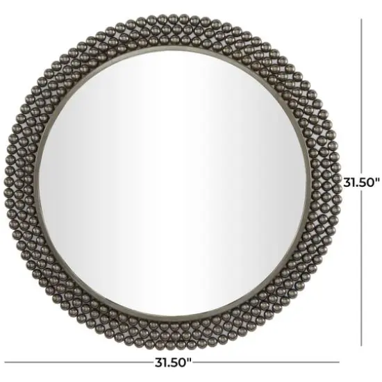 CosmoLiving by Cosmopolitan Black Metal Ball Wall Mirror with Beaded Detailing 32" x 1" x 32" {6}