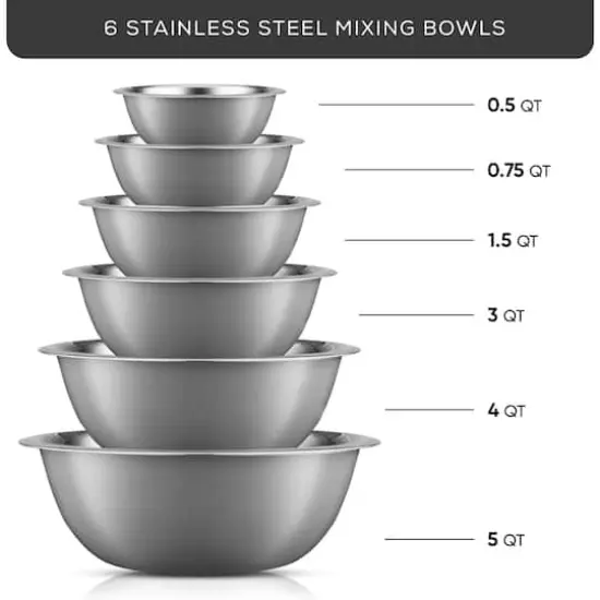 JoyJolt&reg; Stainless Steel Mixing Bowl Set Gray {5}