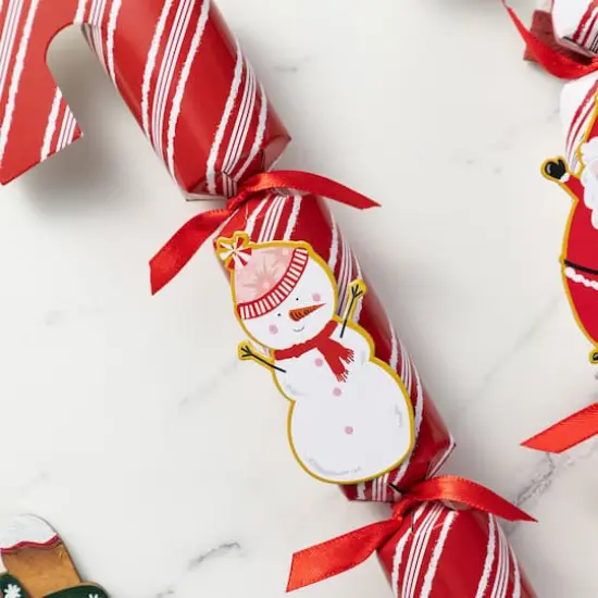 Glitzhome&reg; 12PK 1.25"D x 10"H Candy Cane Christmas Party Crackers with Gift Contents {5}