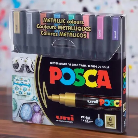 Uni POSCA PC-5M 8-Color Medium Tip Metallic Paint Marker Set {10}