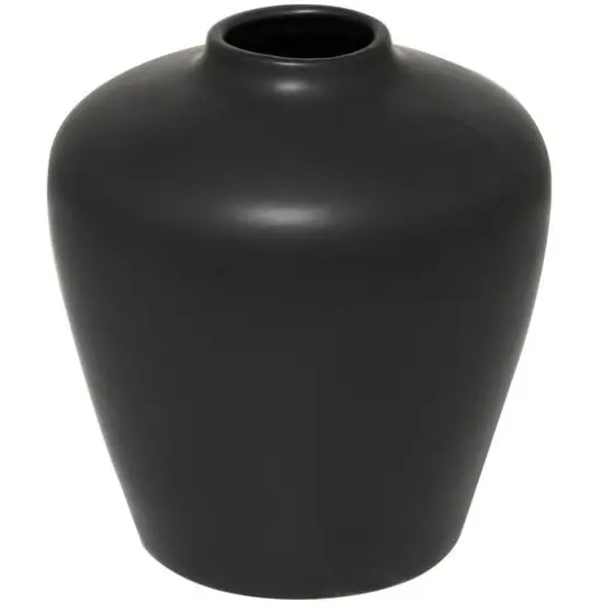 14" Modern Ceramic Vase Black {1}