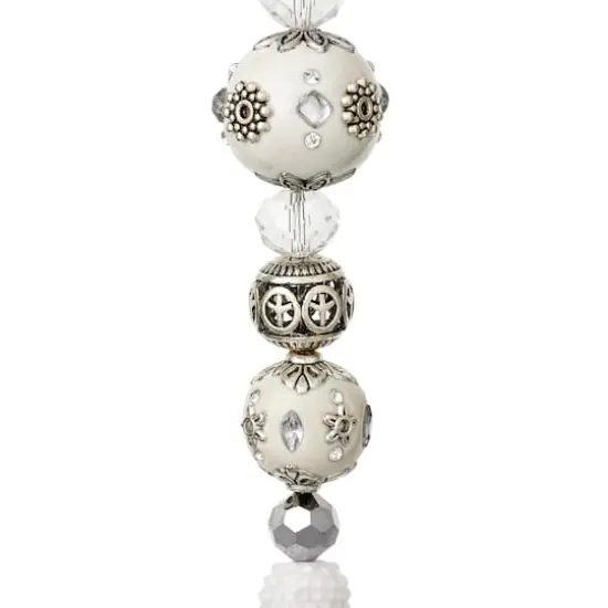 Vintage Shimmer White & Silver Strung Beads By Bead Landing™ {1}