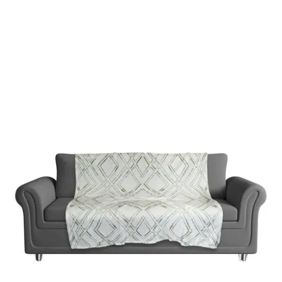Diamond Coral Fleece Blanket White/Green {4}