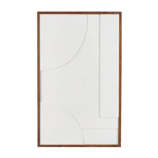 White Dimensional Geometric Wall D&eacute;cor with Brown Frame {1}
