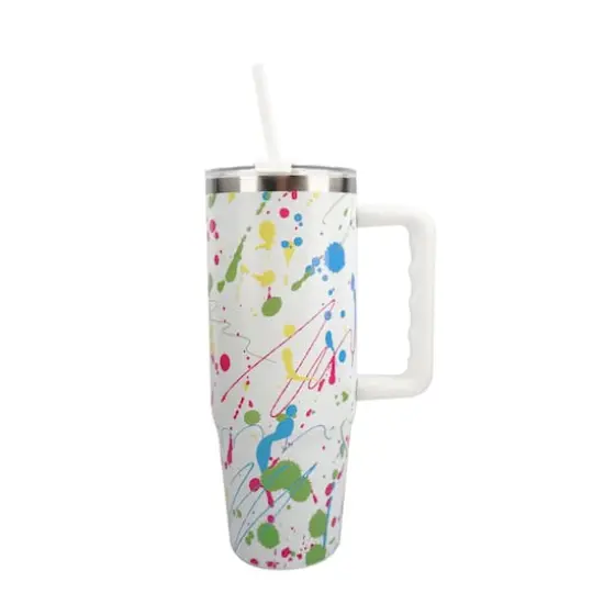 30oz. White Splatter Stainless Steel Insulated Tumbler by Celebrate It&trade; {1}