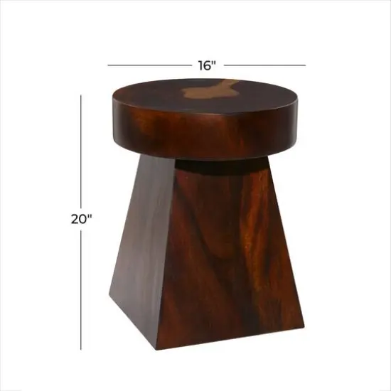 Brown Wood Contemporary Accent Table, 20" x 16" x 16" {7}