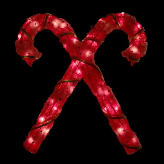 26" Red & White Lighted Sisal Double Candy Cane Outdoor Christmas D&eacute;cor {3}