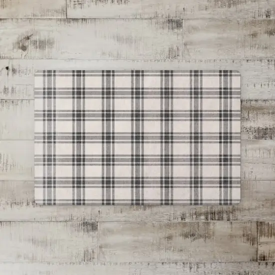 Black Plaid Floor Mat {3}