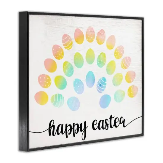 Stupell Industries Happy Easter Phrase Patterned Egg Rainbow Framed Giclee Art Black {4}