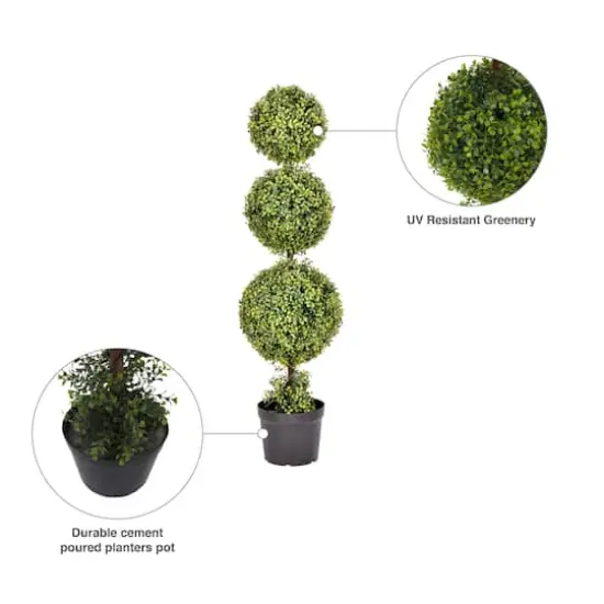 4ft. Artificial Triple Ball Green Boxwood Topiary {8}