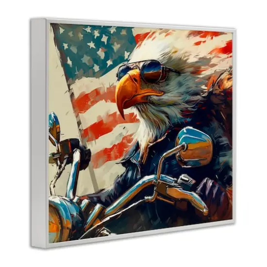 Stupell Industries Patriotic Bald Eagle Framed Giclee Art White {4}