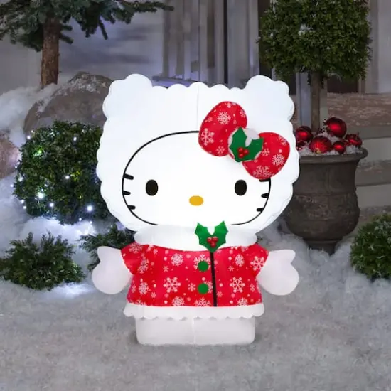 3ft. Airblown&reg; Inflatable Christmas Hello Kitty in Snowflake Dress {4}