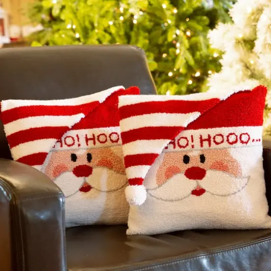 Glitzhome&reg; Hooked 3D Santa Throw Pillow Set {4}