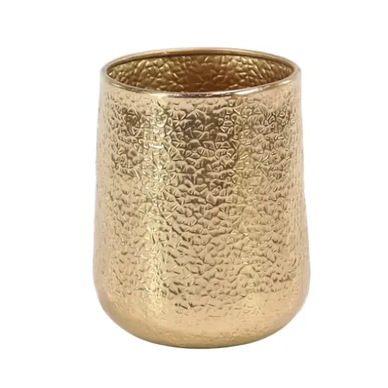 Set of 3 Gold Aluminum Glam Planter, 12", 16", 20" {4}