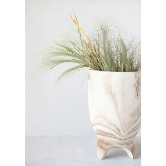 Hello Honey&reg; 13" Decorative Paulownia Wood Footed Planter {6}