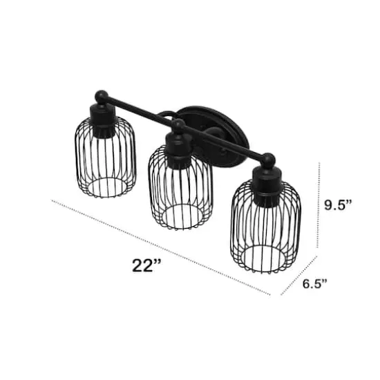 Lalia Home Ironhouse 3 Light Industrial Cage Vanity {5}