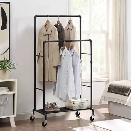SunnyPoint Black Double Garment Rack {3}