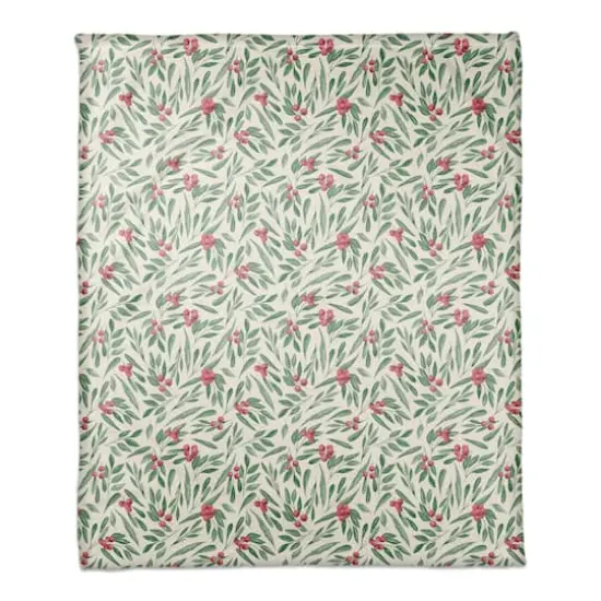 Holly Berries 50x60 Coral Fleece Blanket {1}
