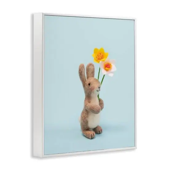 Stupell Industries Spring Bunny Floral Daffodils Framed Giclee Art White {4}