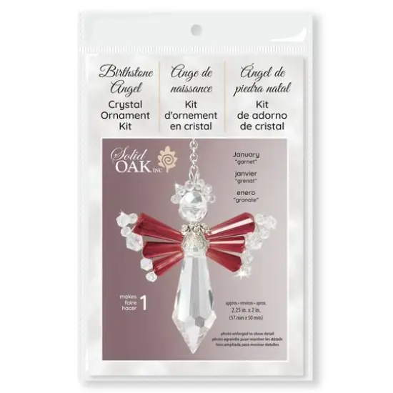Solid Oak January/Garnet Birthstone Angel Crystal Suncatcher Ornament Kit {1}
