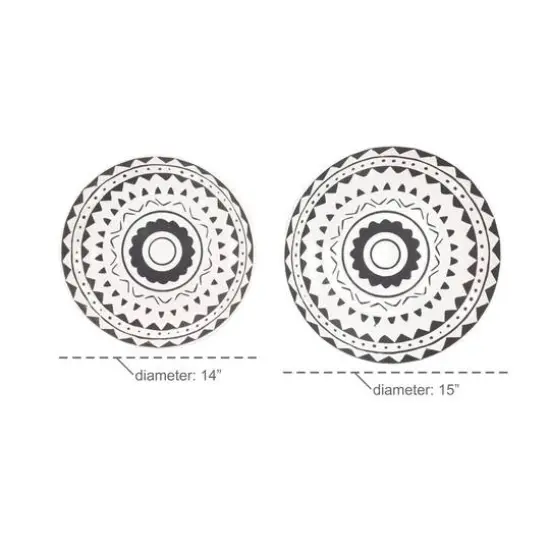 Set of 2 Black Ceramic Eclectic Abstract Wall Decor, 15", 14" {6}