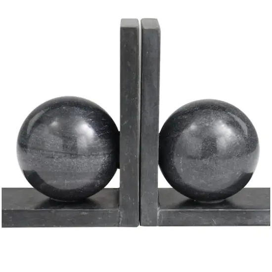 7.25" Black Orb Modern Marble Bookends, 2ct. {4}