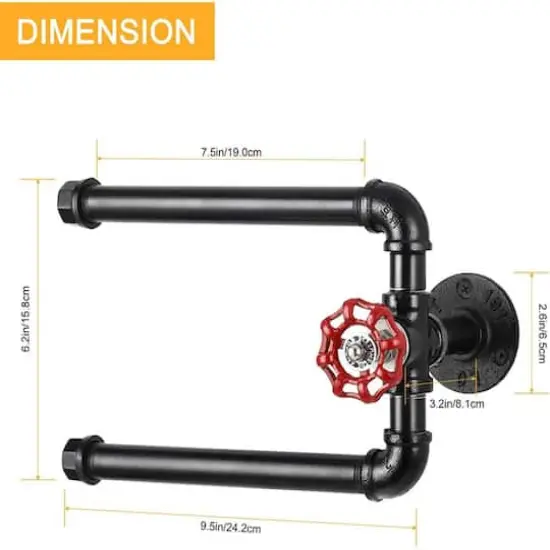 Black Heavy Duty Iron Pipe Toilet Paper Roll Holder {3}