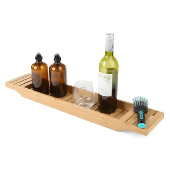 Mind Reader 27" Brown Bamboo Bathtub Caddy Organizer {6}