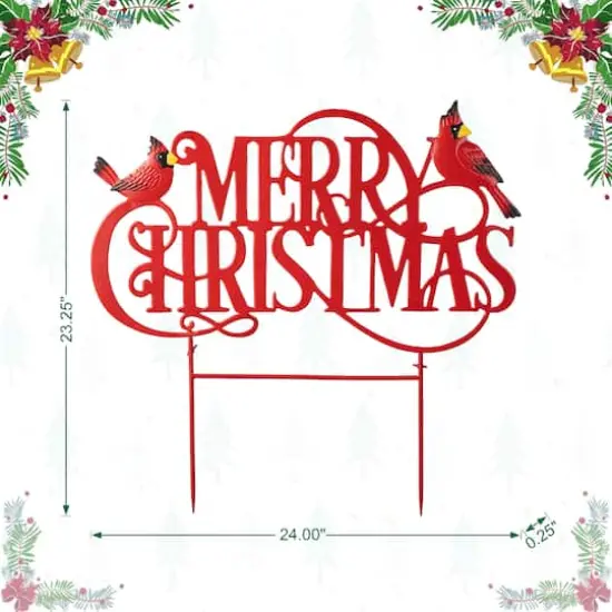 Glitzhome&reg; 2ft. Merry Christmas Metal Yard Stake {7}