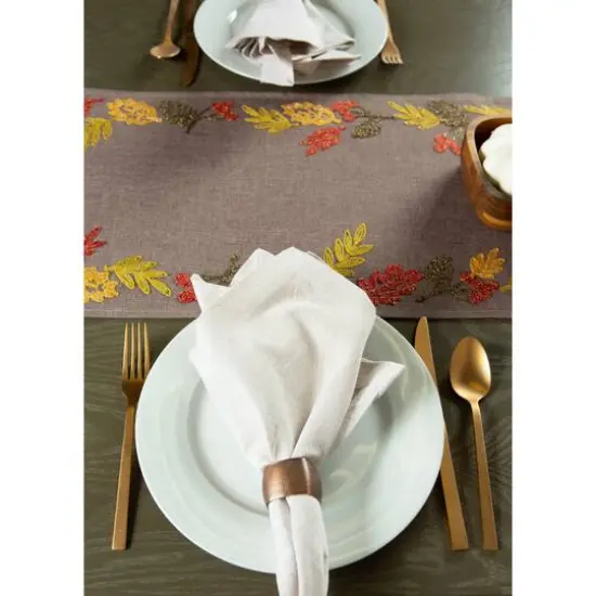 DII&reg; 108" Shimmering Leaves Embroidered Table Runner {6}