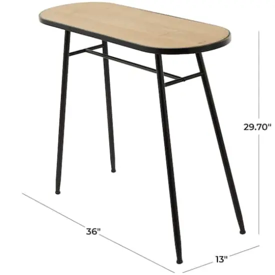 30" Brown Metal Industrial Console Table {7}