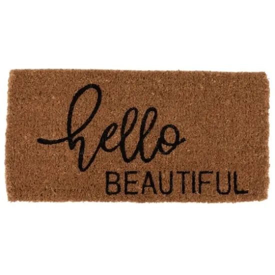 Hello Honey&reg; Black & Brown Hello Beautiful Natural Coir Doormat {10}
