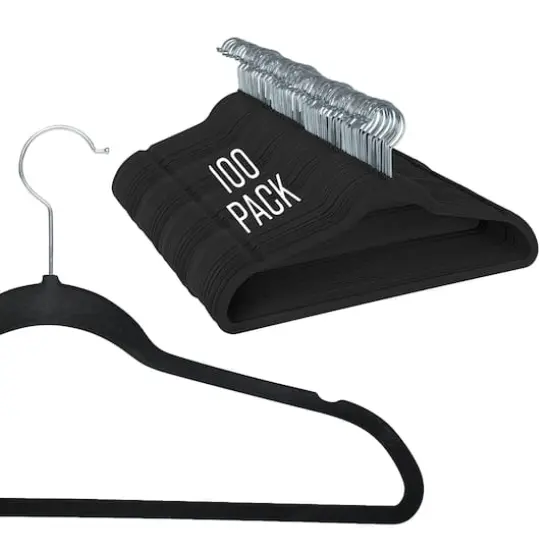 Simplify Black Slim Velvet Suit Hangers, 100ct. {1}