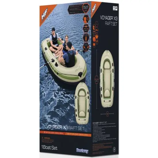 Bestway 9.5ft. Hydro-Force Voyager X3 Inflatable Raft Set {5}