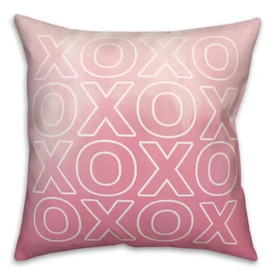 Xoxo Watercolor Outline 16" x 16" Throw Pillow {1}