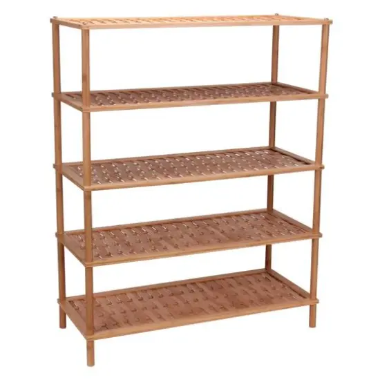 Household Essentials 5-Tier Bamboo Shoe Rack {1}