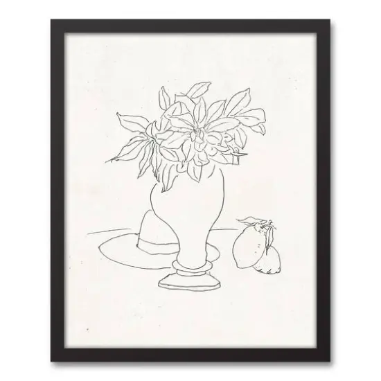 Floral Sketched Still I 16" x 20" Black Framed Canvas {1}