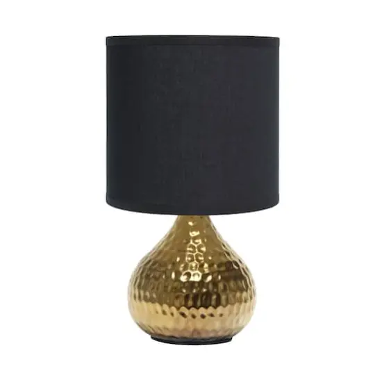 Simple Designs Hammered Gold Table Lamp Black {1}